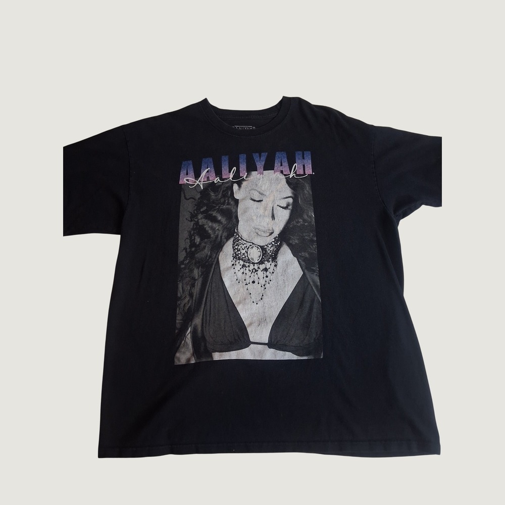 Aaliyah Graphic T-Shirt Mens XL Black Cotton Short Sleeve Music Tee